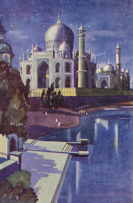 O Taj Mahal (litografia a cores) de English School