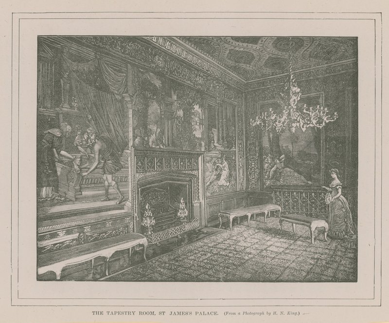 O quarto da tapeçaria no palácio de St Jamess de English School