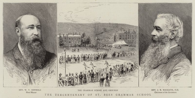 O tricentenário da St Bees Grammar School (gravura) de English School