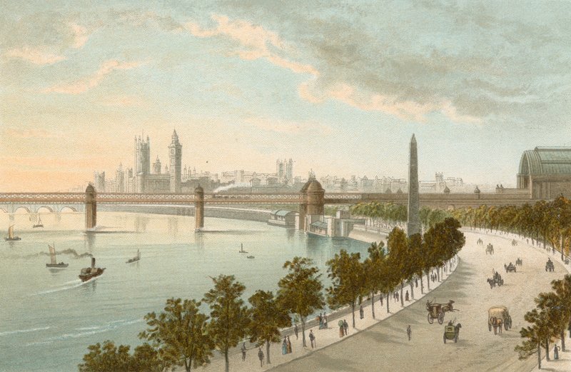O Thames Embankment - olhando para o oeste de English School
