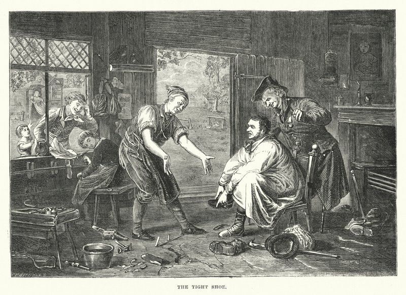 O sapato apertado (gravura) de English School