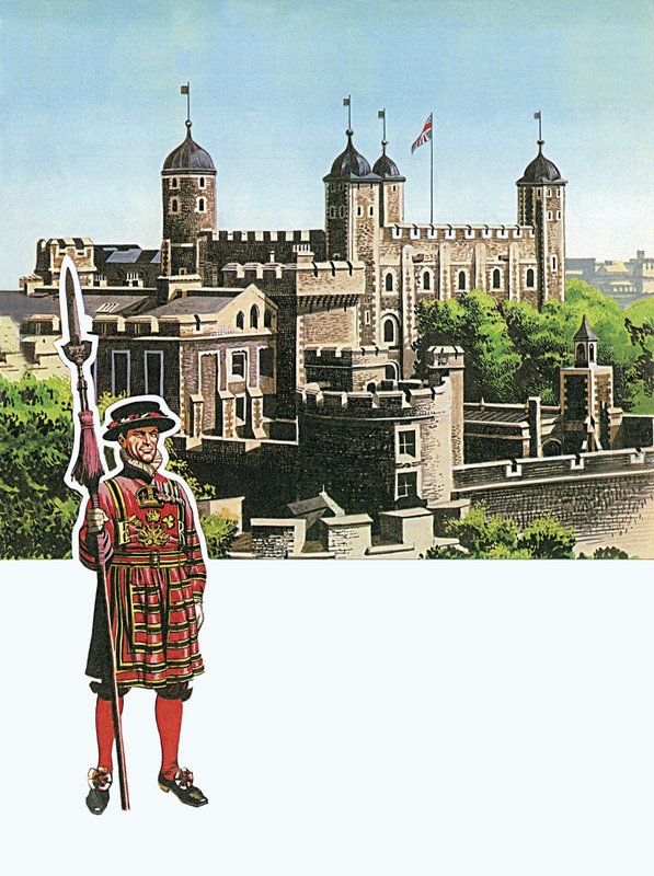 A Torre de Londres com Beefeater de English School