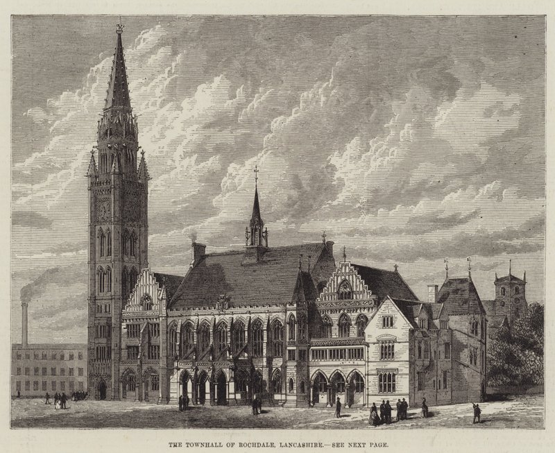 The Townhall of Rochdale, Lancashire (gravura) de English School