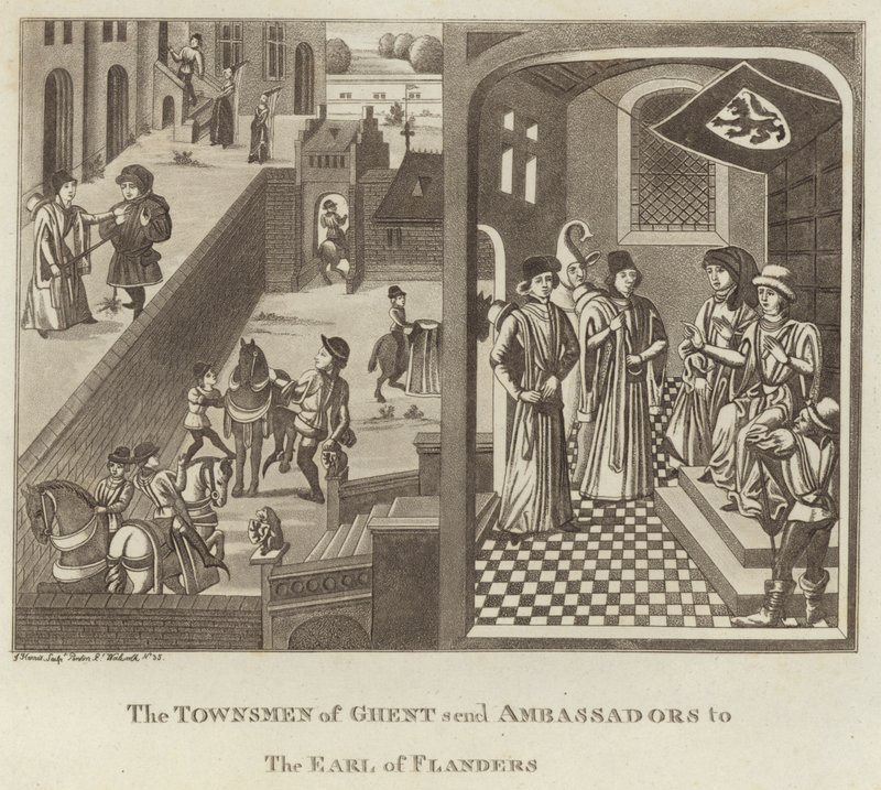 Os moradores de Gand envia embaixadores ao Conde de Flandres de English School