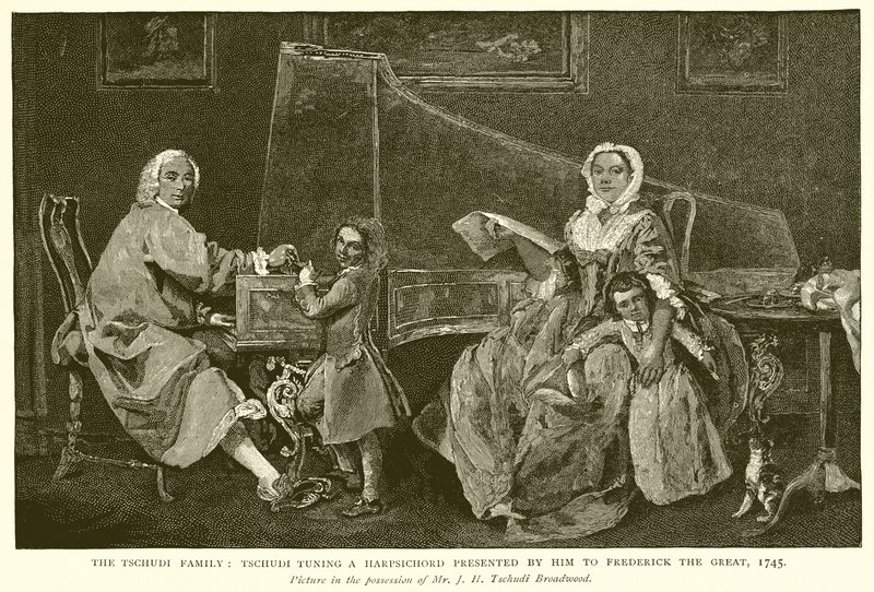 A Família Tschudi: Tschudi Tuning a Apresentado por ele a Frederico, o Grande, 1745 de English School