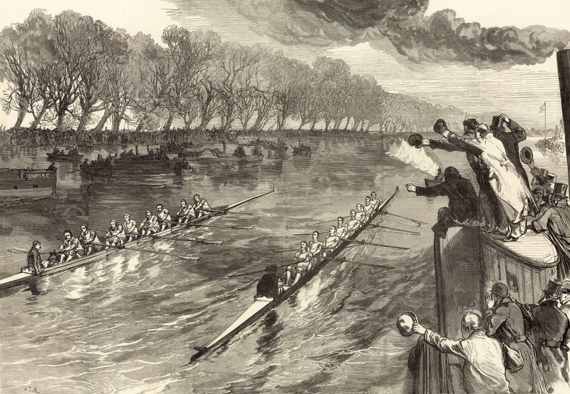 A corrida de barco da Universidade Dead-Heat de English School