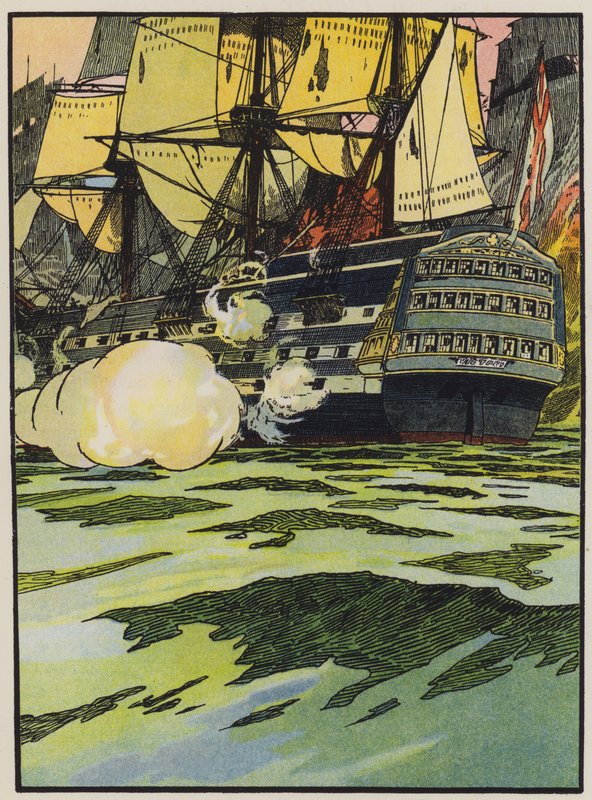 A Vitória em Trafalgar (cor litho) de English School