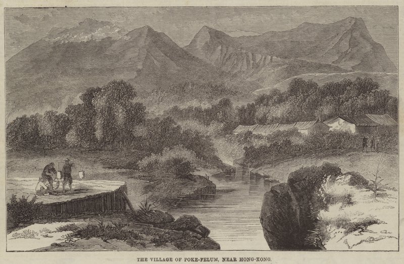 A Vila de Poke-Felum, perto de Hong-Kong (gravura) de English School