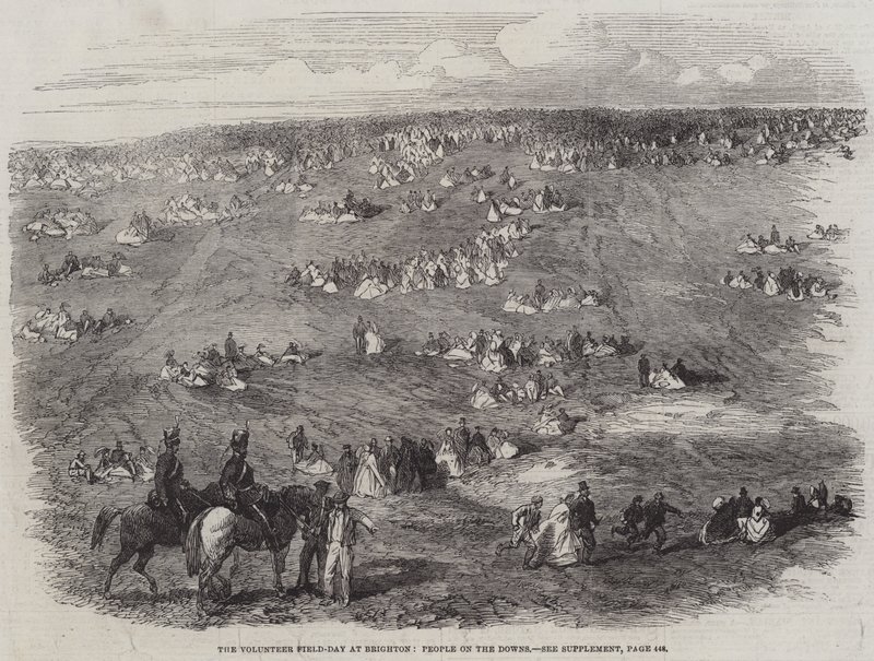 The Volunteer Field-Day at Brighton, People on the Downs (gravura) de English School