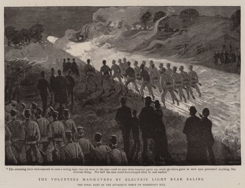 As Manobras Voluntárias da Luz Elétrica perto de Ealing (litho) de English School