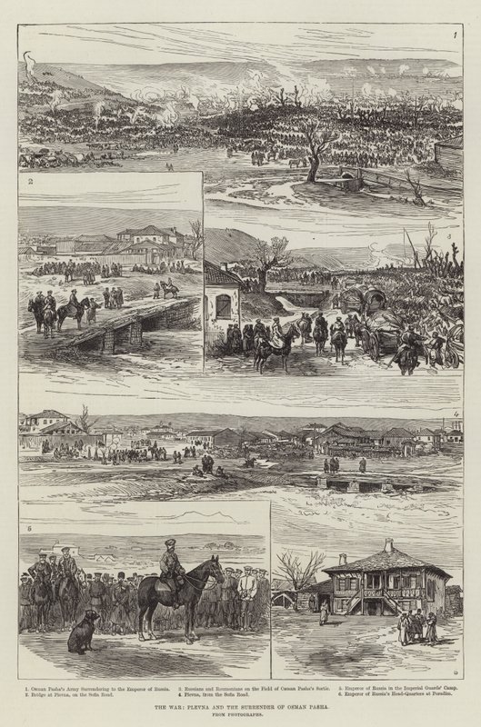 A Guerra, Plevna e a Rendição de Osman Pasha (gravura) de English School