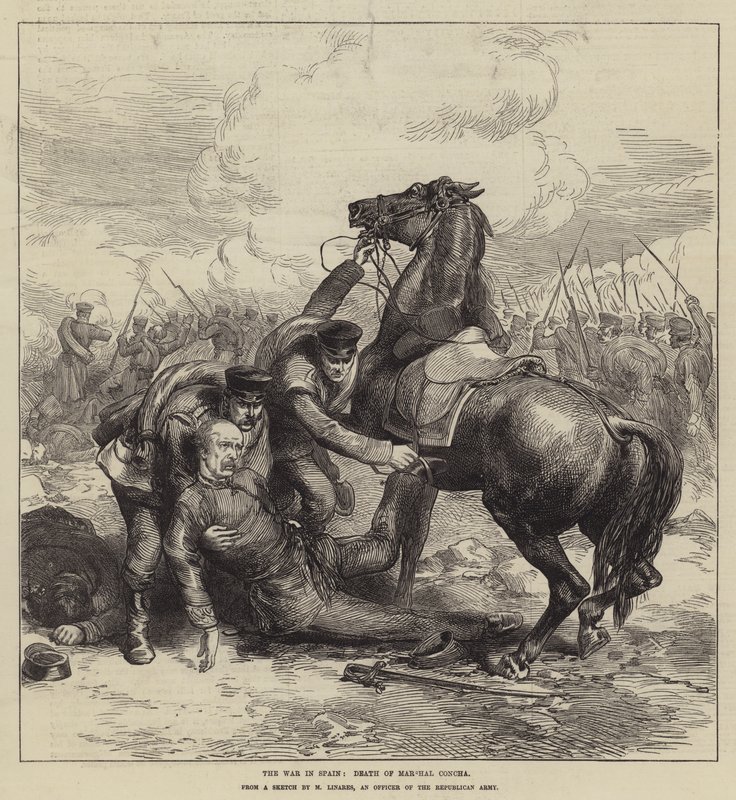 A Guerra em Espanha, Morte do Marechal Concha (gravura) de English School