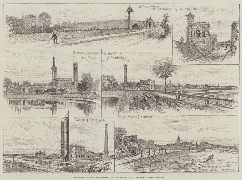 The Water Supply of London, the Southwark and Vauxhall Water Company (gravura) de English School