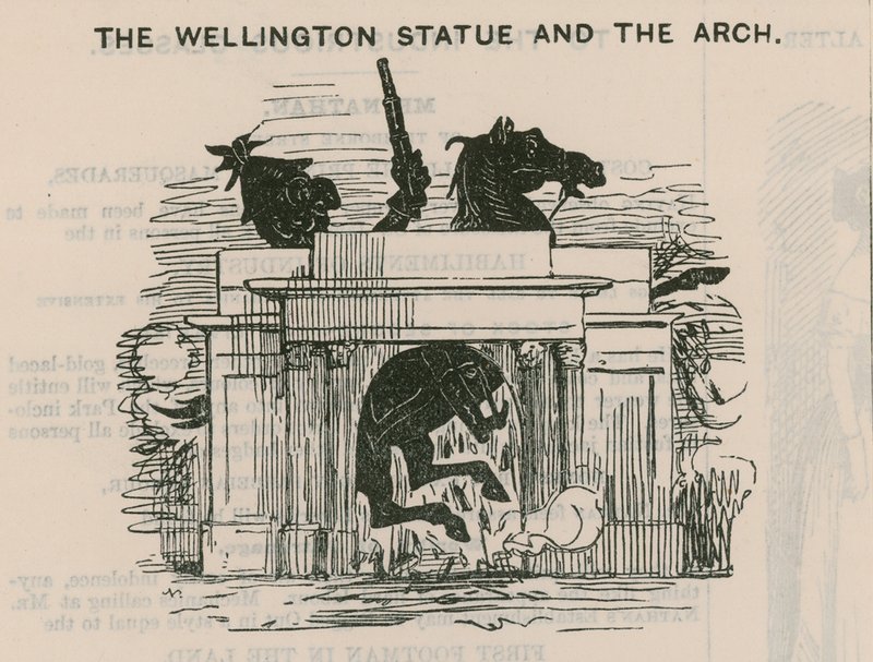 A estátua de Wellington e o arco de English School