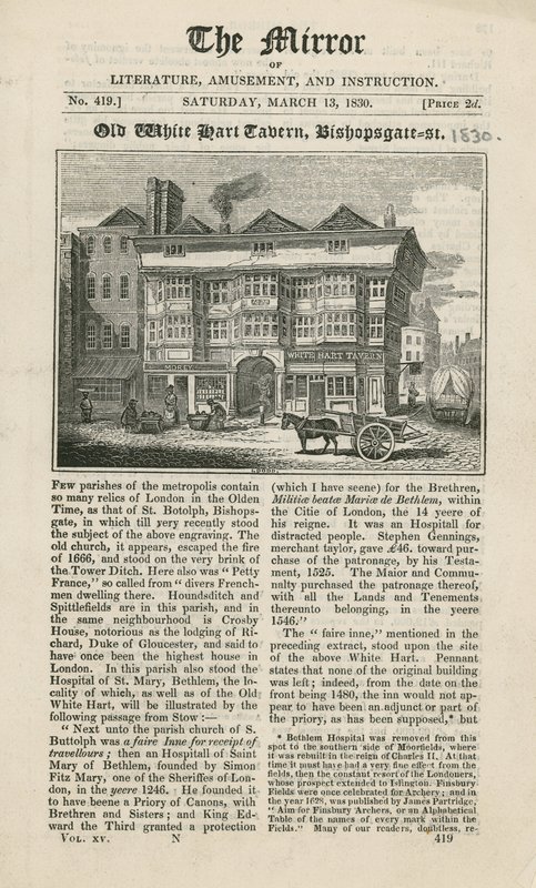 The White Hart Tavern, Rua Bishopsgate de English School