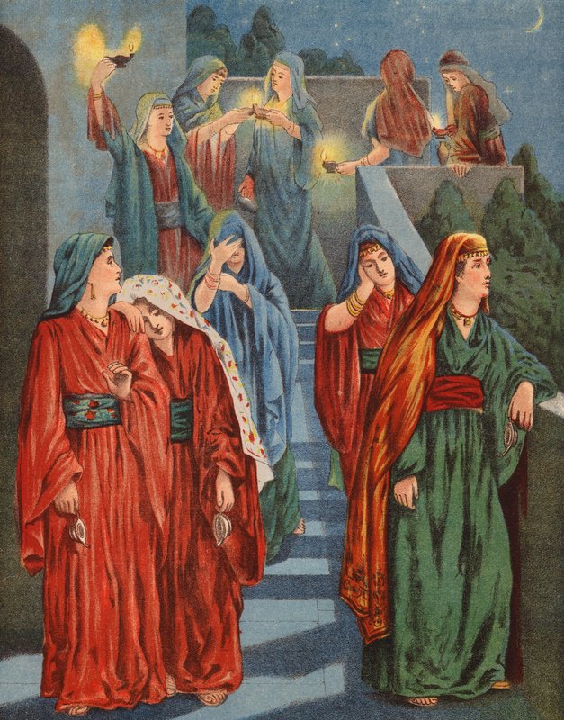 As Virgens Sábias e as Virgens Loucas (litografia a cores) de English School