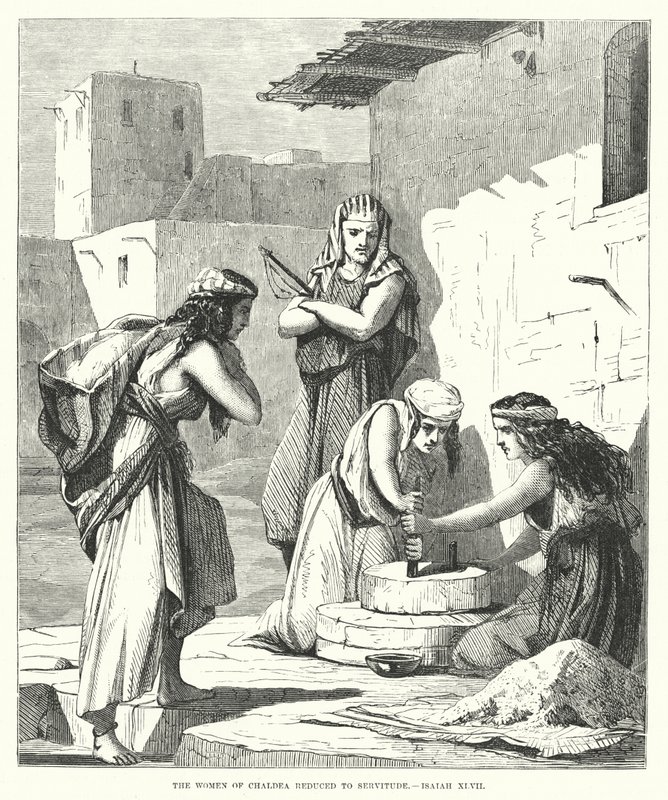 As Mulheres da Caldéia reduzidas à Servitude, Isaías XLVII (gravura) de English School