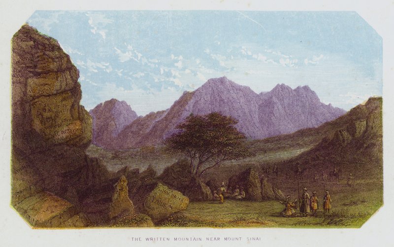 A Montanha Escrita perto do Monte Sinai (litografia a cores) de English School