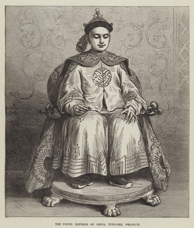 O Jovem Imperador da China, Tung-Che, Whang-Ti (gravura) de English School