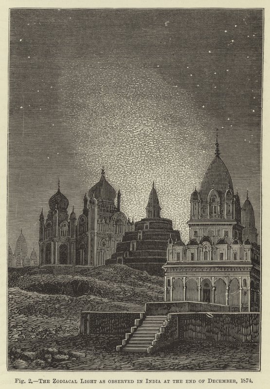 A Luz Zodiacal como observado na Índia no final de dezembro de 1874 de English School