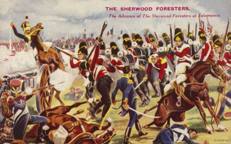 O avanço dos guardas florestais de Sherwood na Batalha de Salamanca, Espanha, Guerra Peninsular, 1812 de English School