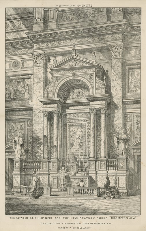 O altar de São Filipe Néri para a nova igreja do Oratório de English School