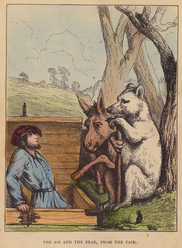 O burro e o urso, da feira (litografia a cores) de English School