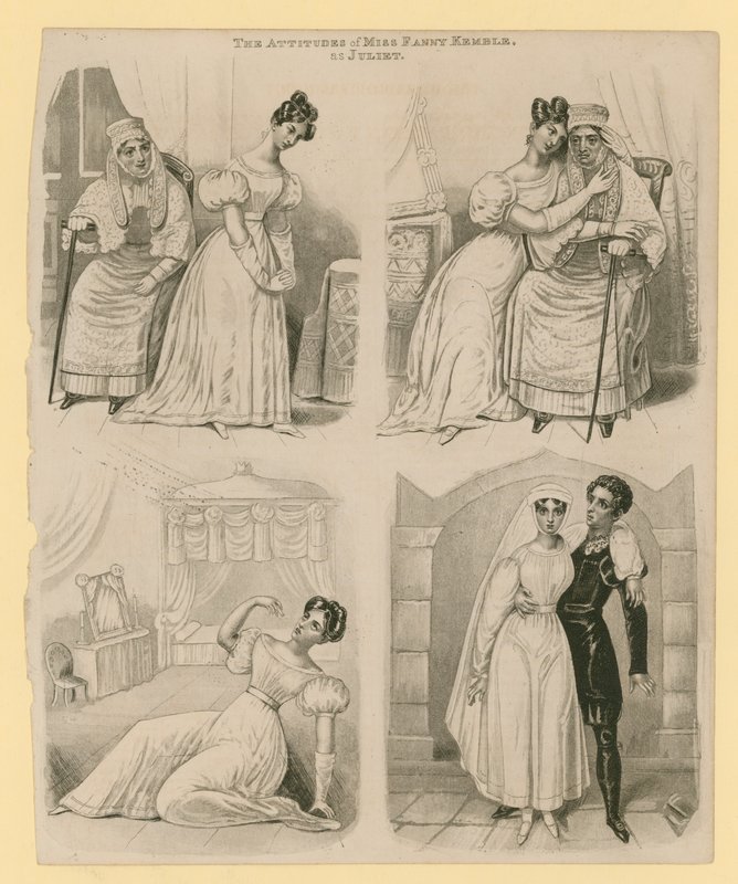 As atitudes da senhorita Fanny Kemble como Juliet de English School