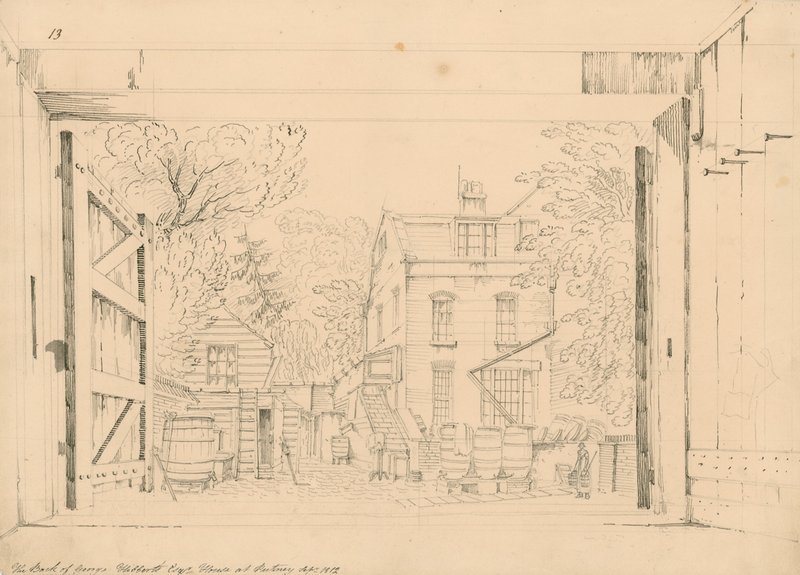 As costas da casa de George Gibberts em Putney, setembro de 1872 de English School