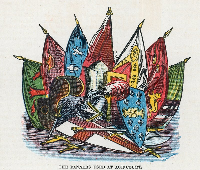 Os banners usados em Agincourt de English School