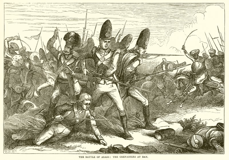 A batalha de Arass: Os granadeiros à distância (1775) de English School