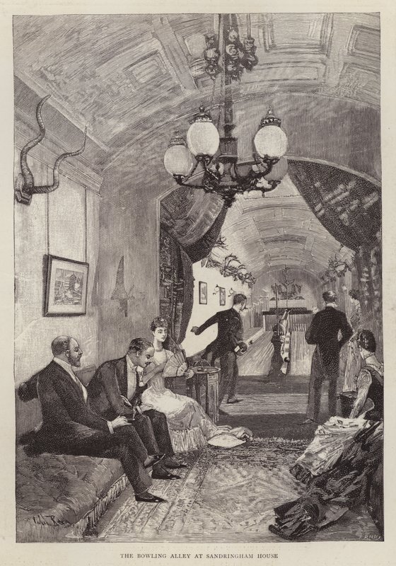 O bowling na Sandringham House, Norfolk (litho) de English School