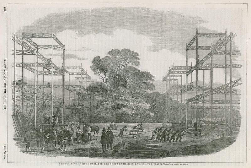 O edifício em Hyde Park, Londres, para a Grande Exposição de 1851 de English School