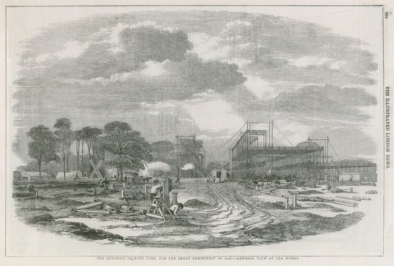 O edifício em Hyde Park, Londres, para a Grande Exposição de 1851 de English School