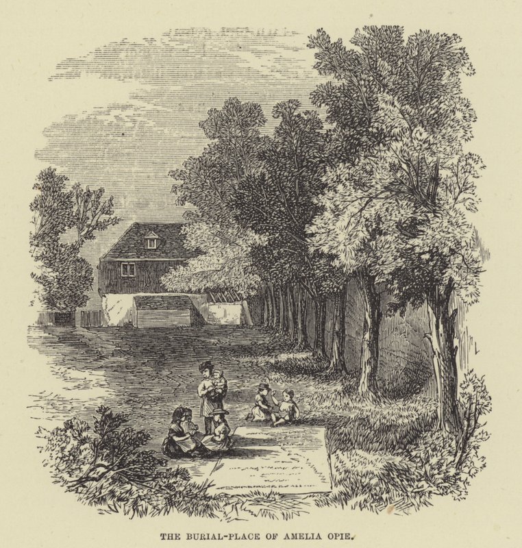 O lugar do enterro de Amelia Opie (gravura) de English School
