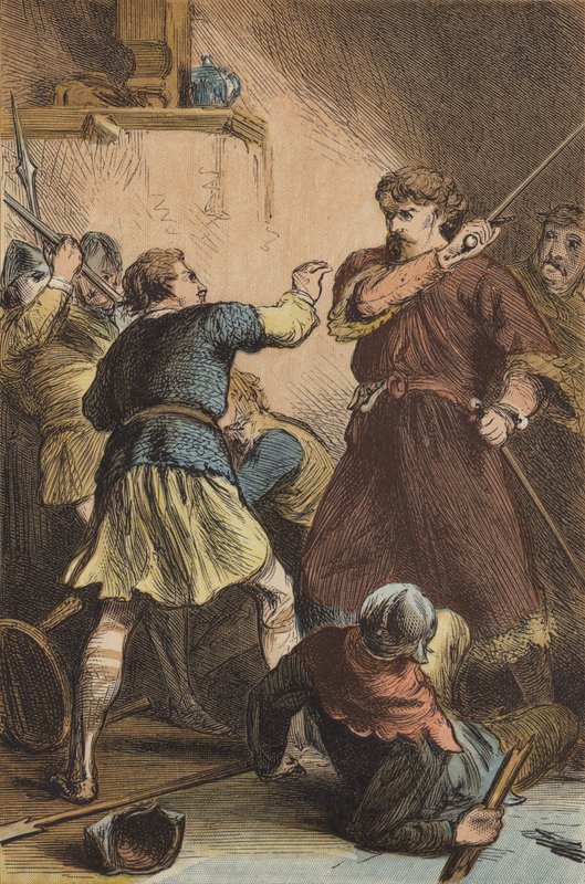 A captura de Richard I por Leopold da Áustria (gravura colorida) de English School