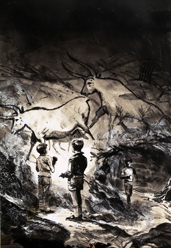 As pinturas rupestres de Lascaux perto de Montignac, na França de English School