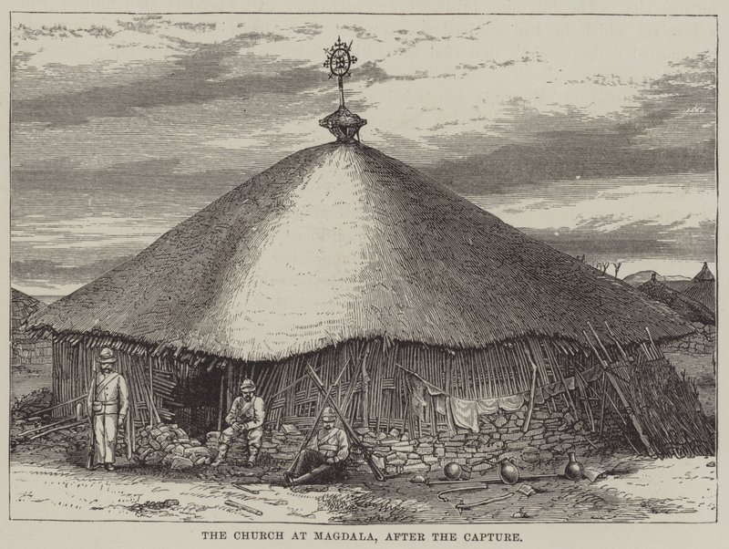 A igreja de Magdala, após a captura (gravura) de English School