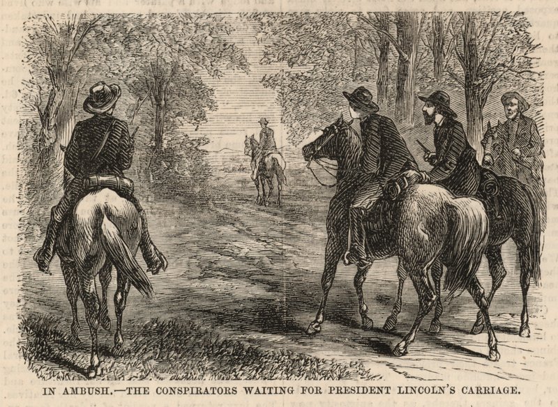 Os conspiradores à espera da carruagem do presidente Lincolns de English School