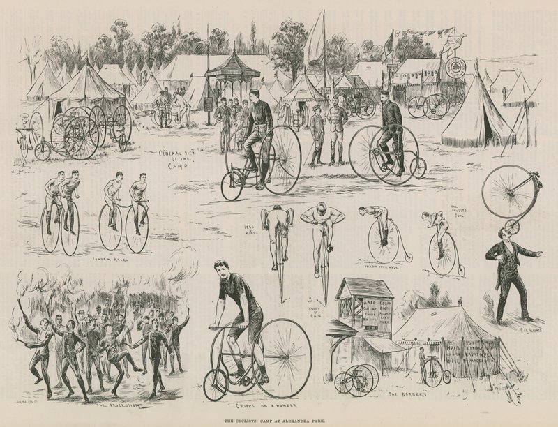 Os ciclistas acampam no Alexandra Park de English School