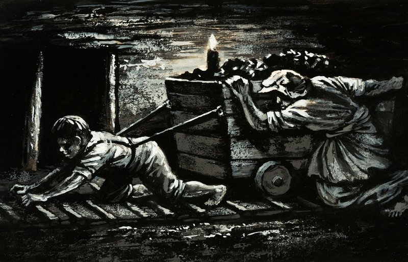 O lado negro da Revolução Industrial: o trabalho infantil (guache no papel) de English School
