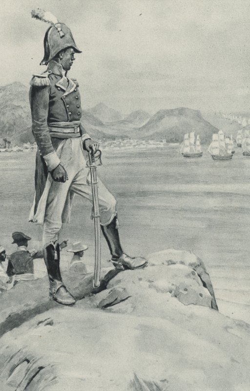 A morte do pobre Toussaint LOuverture aproxima-se, o líder negro observa a frota que se aproxima enviada por Napoleão para a sua destruição de English School