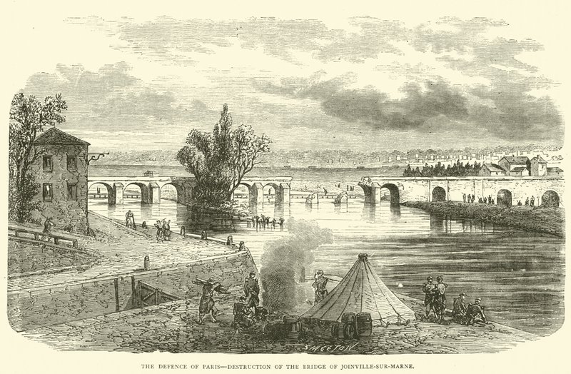 A defesa de Paris, destruição da Ponte de Joinville-sur-Marne, novembro de 1870 de English School