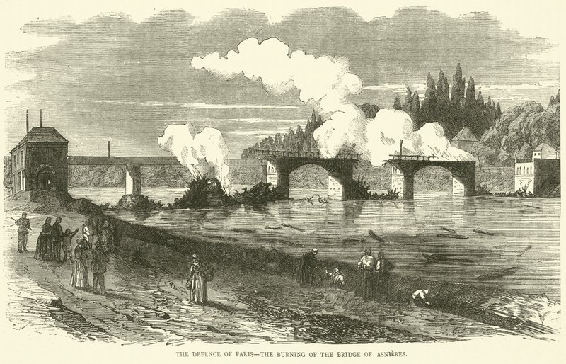 A defesa de Paris, a queima da Ponte de Asnieres, novembro de 1870 de English School