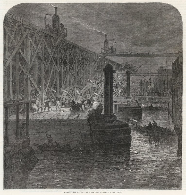 A demolição da ponte Blackfriars de English School