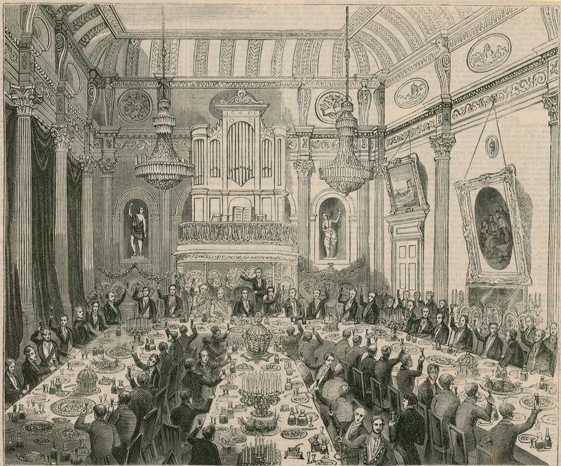 O jantar dado a Sir H Hardinge pela East India Company, London Tavern, 1844 de English School