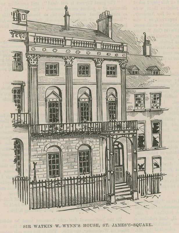 A indignação da dinamite em Westminster; Casa de Sir Watkin W Wynns, St Jamess Square de English School