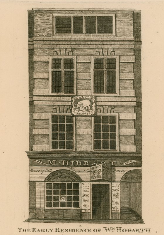 A primeira residência de William Hogarth, Fenchurch Street, Londres de English School