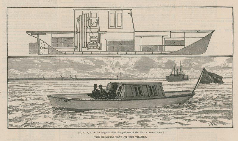 O barco elétrico no Tâmisa de English School