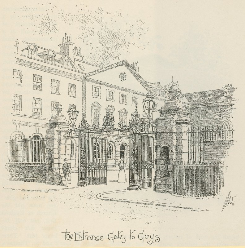 Os portões de entrada para o Guys Hospital, em Londres de English School
